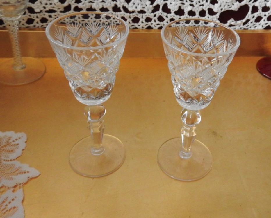 Vintage Pair of FANCY Russian Crystal – Wine, Cordial, or Cocktail Glasses