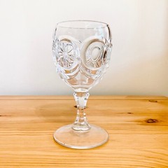 Vintage Red Cliff Knobby Bulls Eye goblet glass clear glassware cup chalice wine