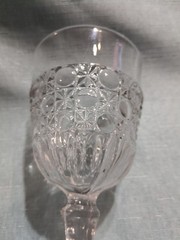 2 Vintage Early American Pattern Glass Flint Currier and Ives Goblet