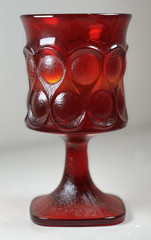 Noritake Spotlight Ruby Red Wine Glass Goblet w/ Pedestal Square Foot Vintage