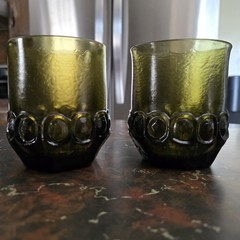 Franciscan, Madeira Olive Green Double Old Fashion On Rocks Bar Tumbler Set Of 2