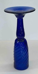 2 Vintage Handblown Colbalt Blue Spiral Swirl Cordial Glasses
