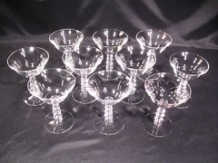 Imperial Glass Candlewick Clear Stem 3400 Champagne/Tall Sherbet Group of 10