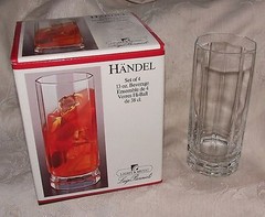 4 Luigi Bormioli 13 oz Crystal Hi-Ball Tumblers HANDEL Pattern Italy NEW in Box