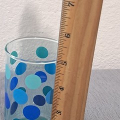 Set of 3 Teal Blue Polka Dot Glass Tumblers Highball 12oz Mid Century Modern