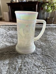 Vtg. Beer Stein Federal glass White pearl Milk glass Carnival Glass