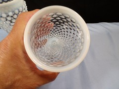 Set of 2 Fenton French Opalescent Glass Hobnail Footed Ice Tea Tumblers Goblets