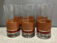 6 Vintage Libbey “Brandywine» Pattern Glass Tubbler Glasses MCM In EUC
