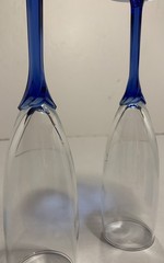 Sale 2 Vtg Libbey Domaine Cobalt Blue Champagne Flutes Blue Flower Stem Clear