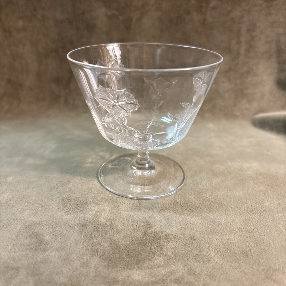 Dorflinger No 700 Morning Glory Etch Low Sherbet Stem Circa 1910 Crystal glass