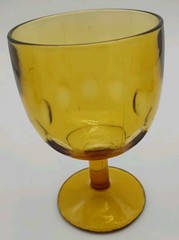 Bartlett Collins Amber Thumbprint Footed Stemmed Water Goblet Set of 4