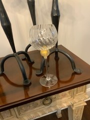 UNION STREET GLASS MANHATTAN GOLD Bordeaux Wine Glass Goblet Signed 11 AVAILABLE