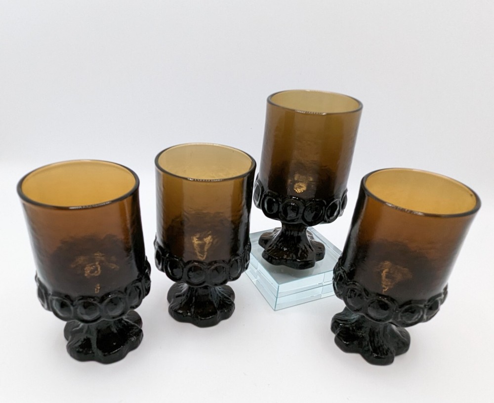 Tiffin Franciscan Madeira Smoke Brown Glasses Set of 4 Vintage 5 oz Water Wine