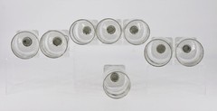 Set of 8 Vintage Federal Glass Nordic Gray Smoke Square Foot Juice Cordial Glass