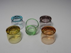 Tilting Cordials Hemispherical Base 5 Aqua Amber Amethyst Apricot Green 2 1/4″ T