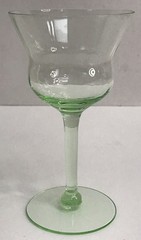 Set of 6 Uranium Green Cocktail Champagne Wine Glasses 5″ Depression Era UV Glow