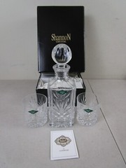 Shannon By Godinger Crystal Executive Whiskey Set 3 Piece 24% Lead Crystal NEW