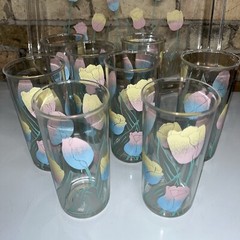 Vtg Ten Culver Encounters Summer Tulips Drinking Set Cups Pitcher Tray VHTF Read