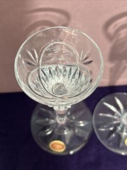 Gorham Crystal Victoria’s Garden Candlesticks 2 Clear Cut Florals 6.5