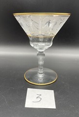 Glastonbury Lotus Cocktail Glass Glows La Furiste Clear Gold Trim