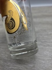 Vintage Taurus Glass Zodiac Glass Cup With 22K Gold Details By Anchor Hocking