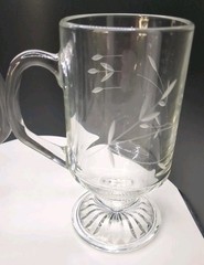 Vintage Princess House Heritage Etched Irish Coffee Mugs – Set of 4 – 5 5/8″ h