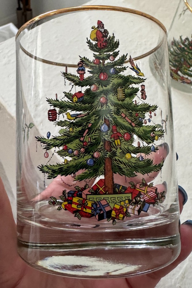 4 Double Old Fashioned Christmas Tree by Spode 4 1/8″ 14k trim