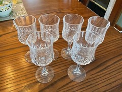 LOT – 6 Cristal d’Arques LONGCHAMP 17,5 cl Wine Glasses Lead Crystal New in Box