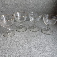 4 Vtg Libbey/ Homer Laughlin “Queen Esther” Etched Gold Rimmed Sherbet Glass