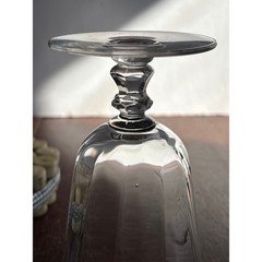 VTG Clear Glass Paneled Water Goblet Faceted Knob Stem 6.5 Inch Iced Tea Glass