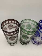 Cut To Clear MCM Tumbler Glasses Set Of 4 Vtg Godinger Shannon Crystal Shell