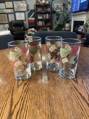 Libbey Autumn Leaves Pattern Tumblers Set Of 4 Vintage
