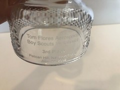 Golf Ball Trophy «Tom Flores Aerospace Boy Scouts Invitational» Crystal Trophy