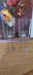 Rona Wine Glasses Signed Crystal 2 elegant long stem slovakia handmade