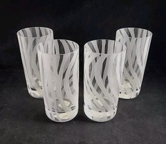 Lenox Kate Spade Highball Banyan Stripe Drinking Glasses Etched – Set of 4 NWT
