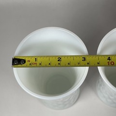 Set of 2 Vintage White Milk Glass Prescut Pineapple Pattern Tumblers 5 in 8 oz