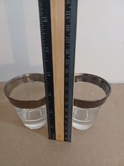 Vintage 1950s Dorothy Thorpe Silver Rimmed Whiskey Glasses Set of 2 Pre-owned