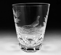12 Josephinenhutte Sieglinde Whiskey Tumbler Glass Set Wildlife Engravings 1950s
