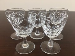 Vintage Webb Corbett Inverness Crystal Port Wine Glasses Set x 5 Made in England