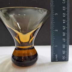 Set of 2 Vintage MCM Amber & Smoke Glass Cordial/Martini Glasses – ~3.5″ Tall