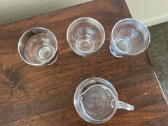 3 Mid Century Silver Band Rim Juice and Creamer Glass Set Dorothy Thorpe 4oz