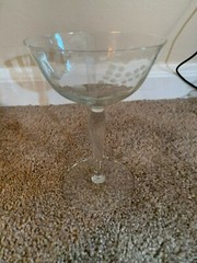 Cocktail Glasses With Etched Print (Good Condition)-Set of 3