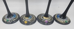 MCM Deep Black Glass Champagne Flutes 8 3/4in” Set of 4