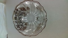 Vintage Glass 3-Footed Bowl W/Metal Overlay & Trim, 2-1/2″ Tall,7″ Wide