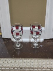 Thumbprint Goblets Set of 2 with Red White Blue Patriotic Design 4th of July