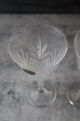 2 Cristal de Flandre Crystal Wine Cordial Cocktail Glasses Salzburg Pattern