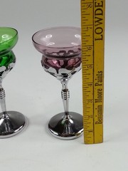 2pc Art Deco Farberware Chrome Cocktail Glasses