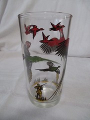 Set of 4~Vtg 1950s Hazel Atlas PHEASANT HUNTING DRINKING GLASSES~5″ Tumblers