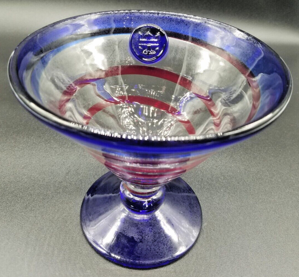 Royal Caribbean Kosta Boda Martini Glass Red Swirl Cocktail Margarita Bar