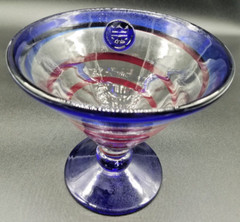 Royal Caribbean Kosta Boda Martini Glass Red Swirl Cocktail Margarita Bar